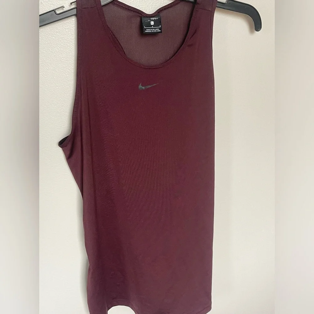 Nike Pro burgundy mesh yoga workout tank top L - Picture 3 of 6